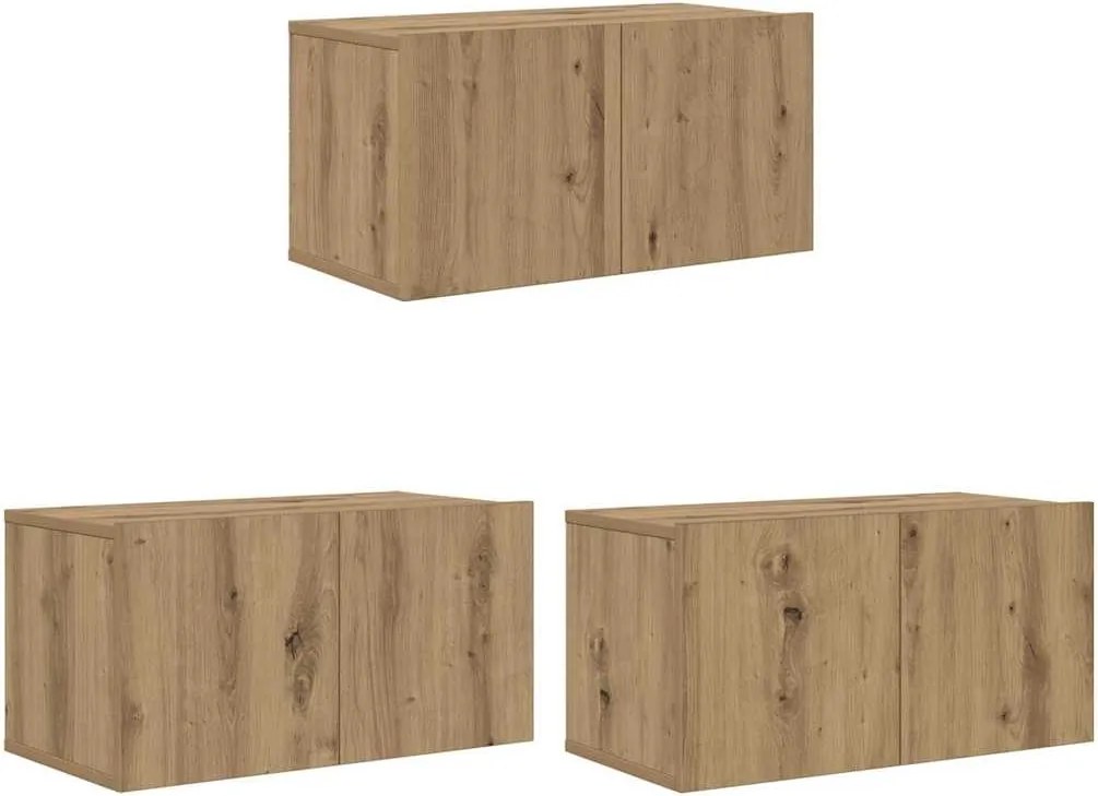 vidaXL TV szekrény garnitúra 3 pcs Barna 60 x 30 x 30 cm Faanyag