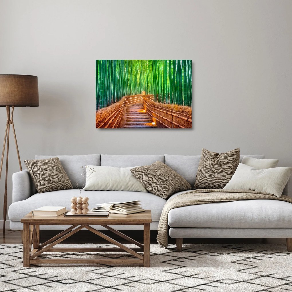 Kép - Japán bambusz erdő (üvegen) (70x50 cm)