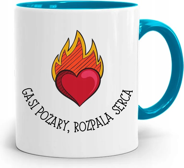 Kék Bögre Tűzoltónak Lángra Lobbantja A Szíveket Ajándék fényképes nyomattal