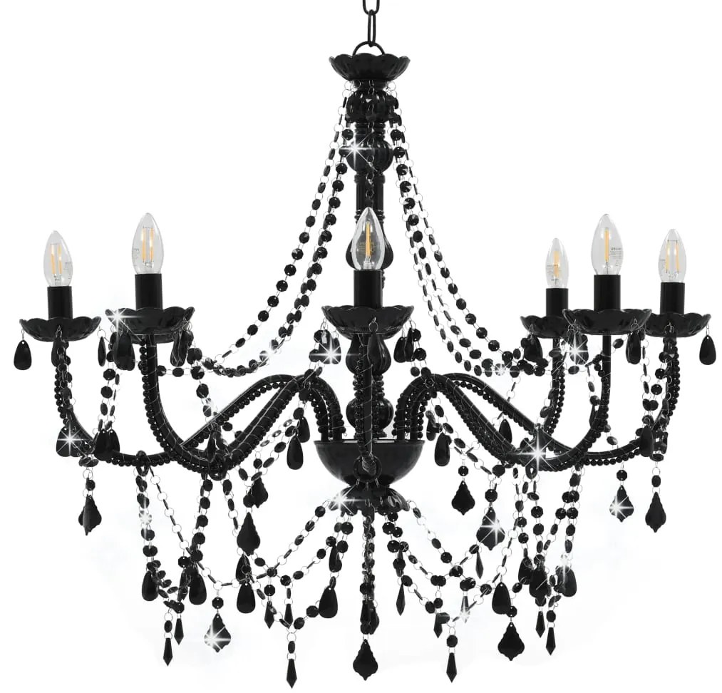 vidaXL fekete csillár gyöngyökkel és 8 db E14 égővel