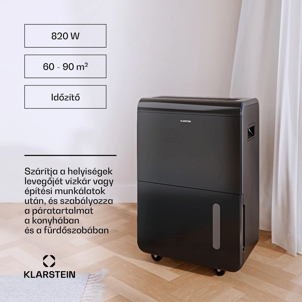 Klarstein DryFy Connect 70 párátlanító, 70 l / nap, legfeljebb 140 m², app vezérlés, mobil, víztartály