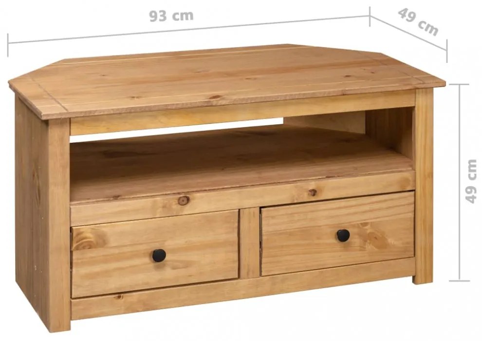 vidaXL panama stílusú tömör fenyőfa sarok TV-szekrény 93 x 49 x 49 cm