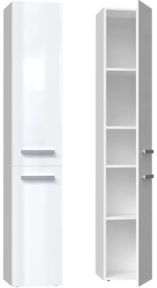 Thirassia Nel II fürdőszoba szekrény, 31x174x30 cm, fényes fehér