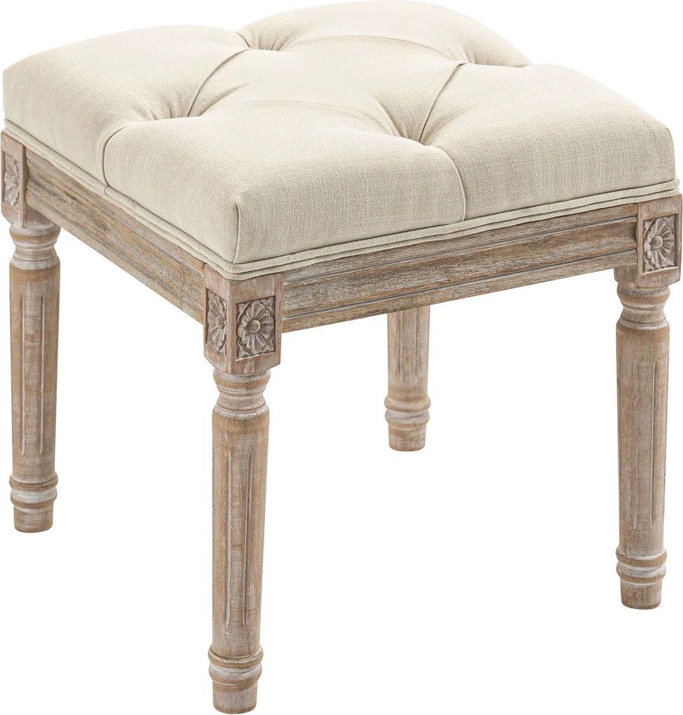 HOMCOM Ágyvégi Puff Hálószobai Pad Fából készült Lábakkal és Párnázott Ülőfelülettel 120 kg Teherbírású Előszoba Pad 40x40x43 cm Bézs | Aosom