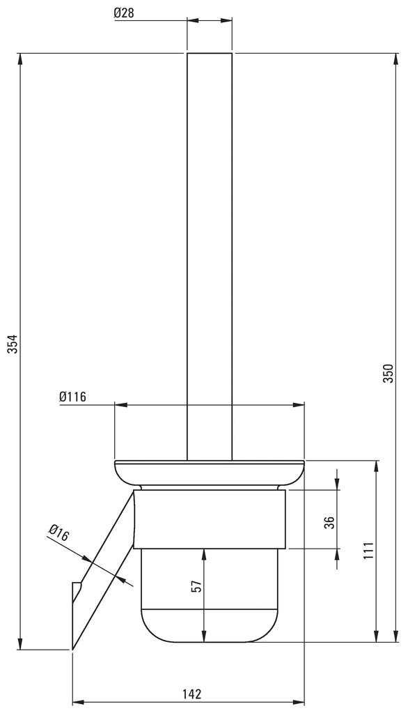 Deante Silia tartozékok, falra szerelhető WC kefe, fekete, ADI_N711