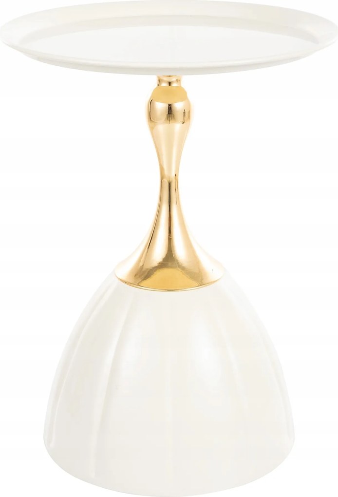 Dohányzóasztal kerek fehér-arany nappali glamour hálószoba Hab