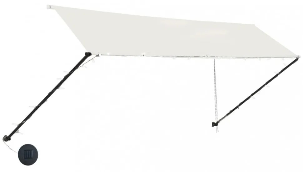 feltekerhető krémszínű napellenző LED-del 350 x 150 cm