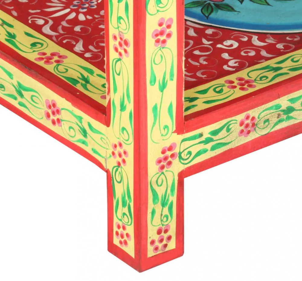 kézzel festett tömör mangófa tálalóasztal 80 x 35 x 75 cm