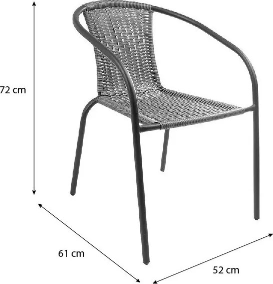Herkules 3 acélvázas műrattan kerti szék - Szürke - 6 DB N
