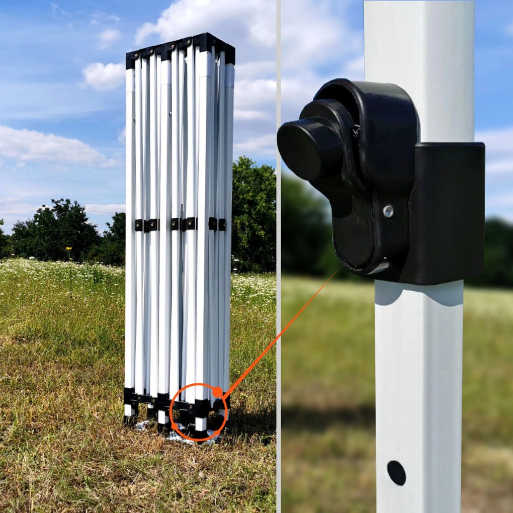 Párty sátor 3x6m Keresztvázas (3 fal) - Acél szerkezet és ponyva 330g/m² - plusz 3 oldalfal - Kék