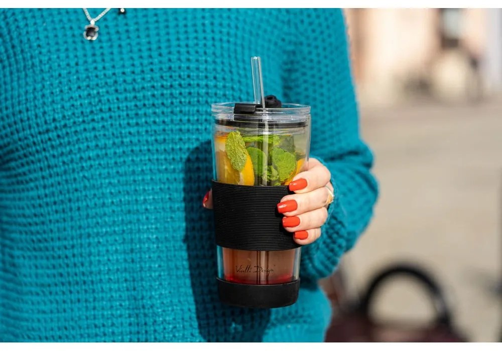 Fekete termobögre 600 ml Fuori – Vialli Design
