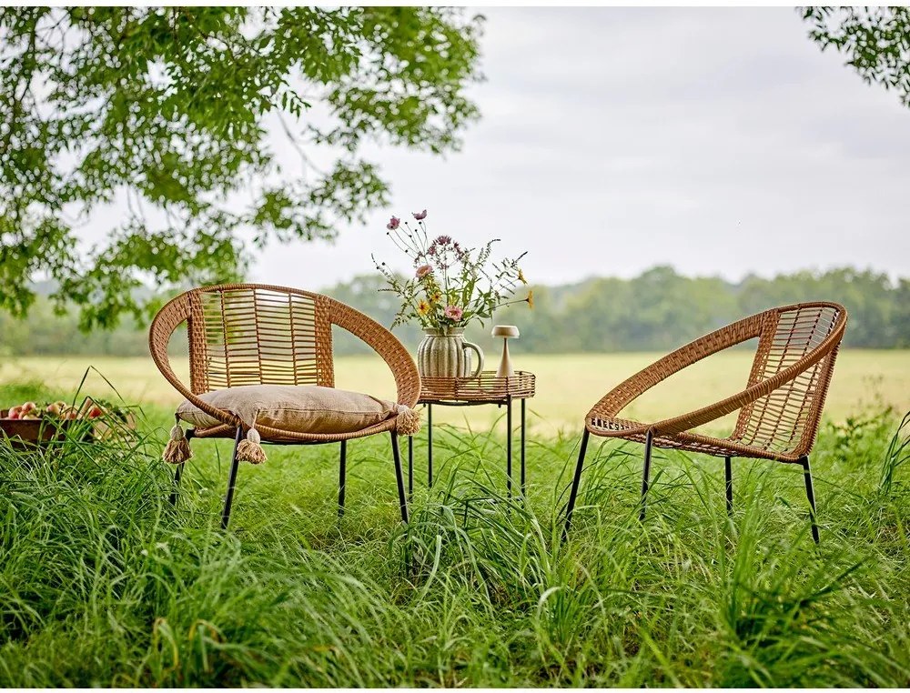 Natúr színű műrattan kétszemélyes kerti lounge szett Dudine – Bloomingville