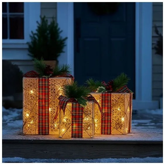 Solight 1V291 - 3 db-os LED karácsonyi ajándék szett 48xLED/3,6W/230V IP44 meleg fehér