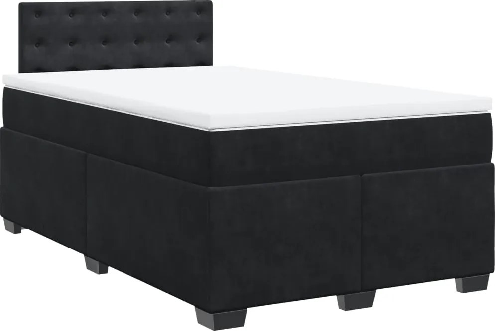 vidaXL fekete bársony rugós ágy matraccal 120x190 cm