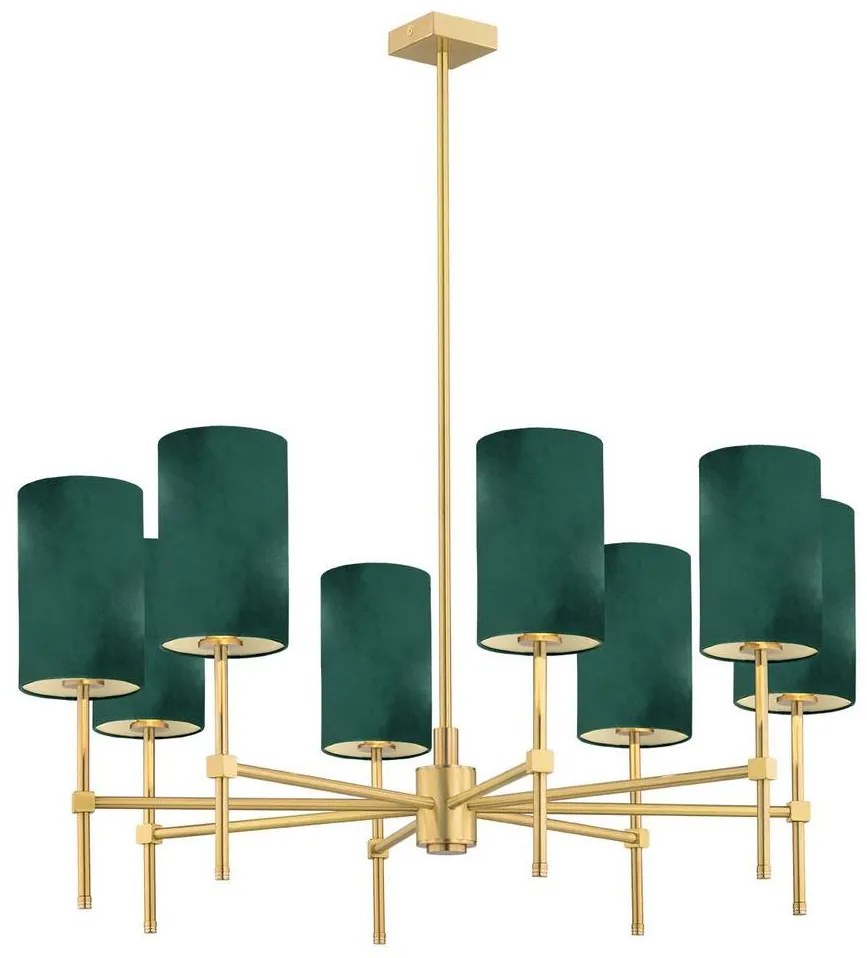 Argon 5055 - Csillár rúdon ABRUZZO 8xE14/7W/230V sárgaréz/zöld