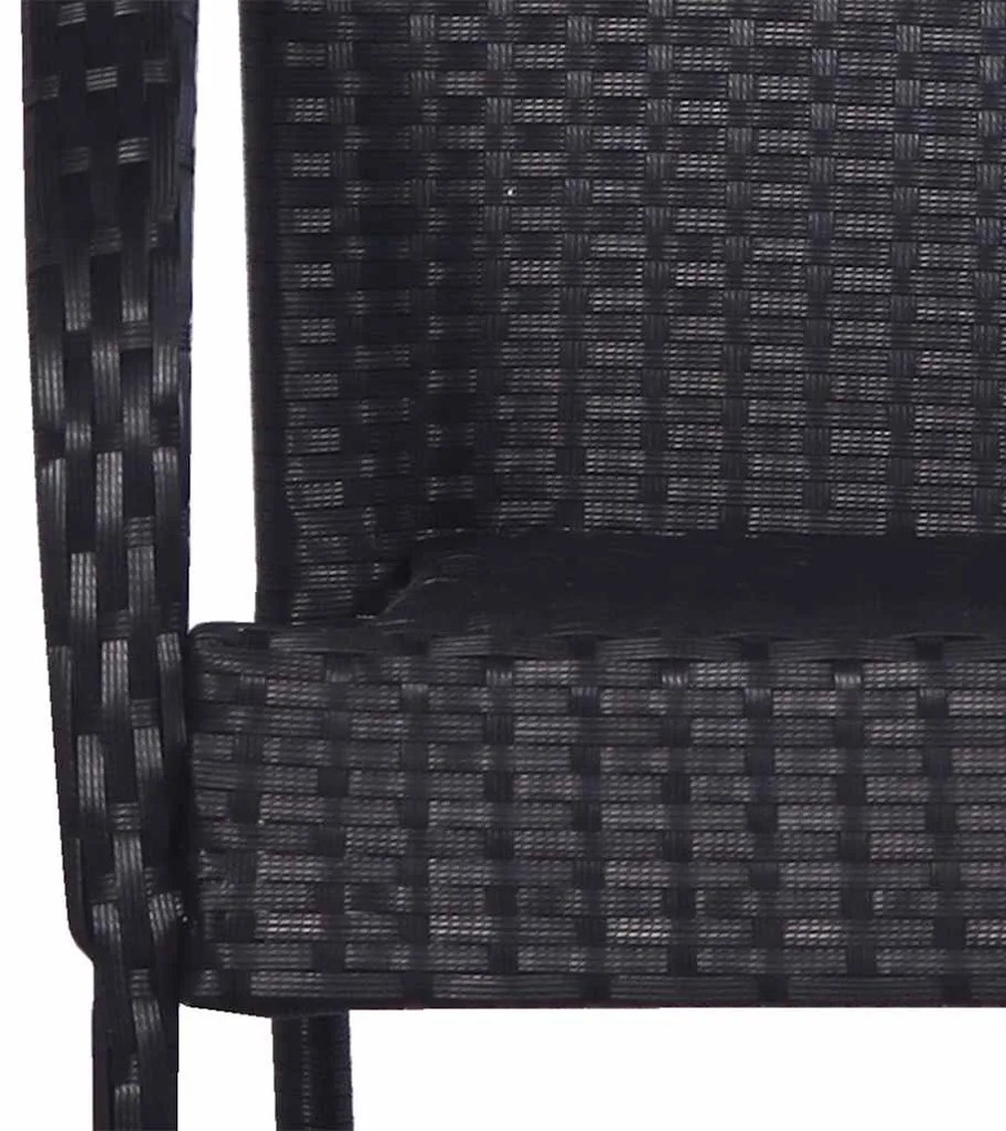 6 db fekete rakásolható polyrattan kültéri szék