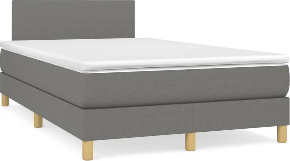 vidaXL sötétszürke szövet rugós ágy matraccal 120 x 200 cm