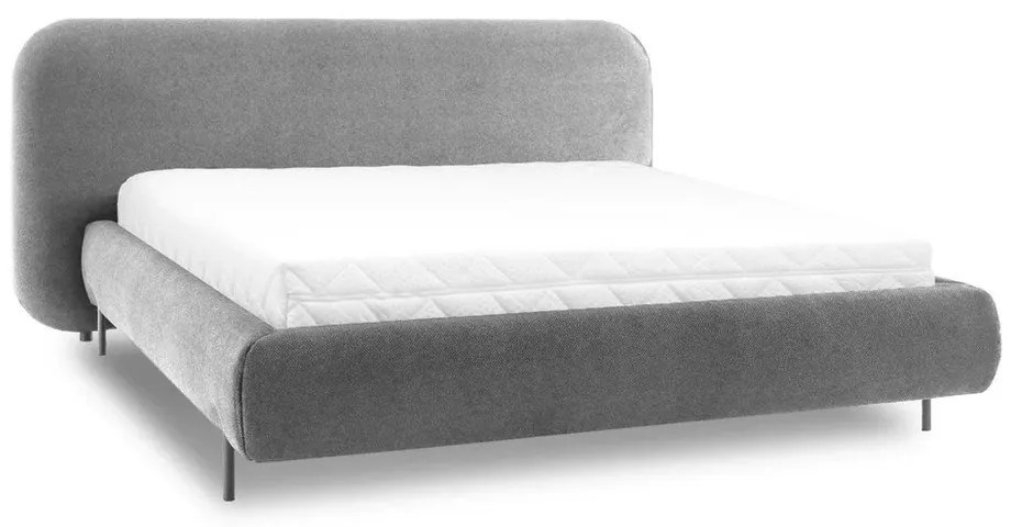 Szürke kárpitozott ágyneműtartós franciaágy ágyráccsal 180x200 cm Pointt – ELTAP