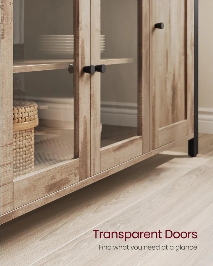 Tárolószekrény 3 ajtóval, ipari stílus, tevebarna és tintafekete színben