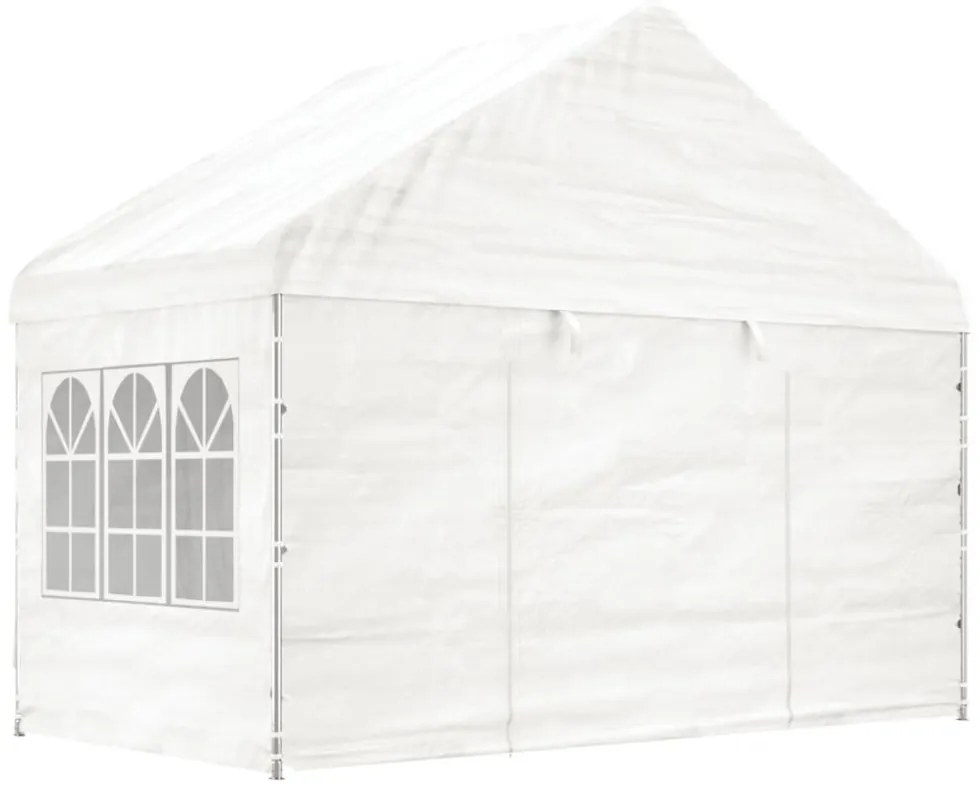 fehér polietilén pavilon tetővel 8,92 x 4,08 x 3,22 m