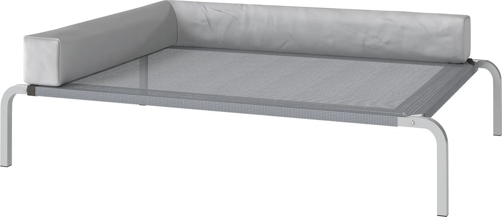 PawHut Kültéri Kutya Lounger, Emelt Kutya Ágy Közepes Méretű Kutyák Számára, Hűsítő Háziállat Lounger L-alakú párnával, Csúszásmentes Lábakkal, Kültér