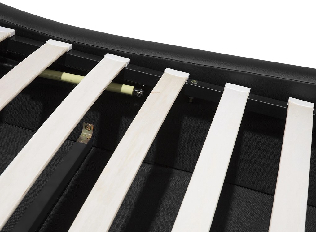 Fekete műbőr ágyneműtartós franciaágy 180 x 200 cm AVIGNON Beliani