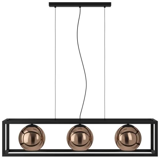 Eglo 390091 - Csillár zsinóron CORDOBA 3xE27/40W/230V réz/fekete