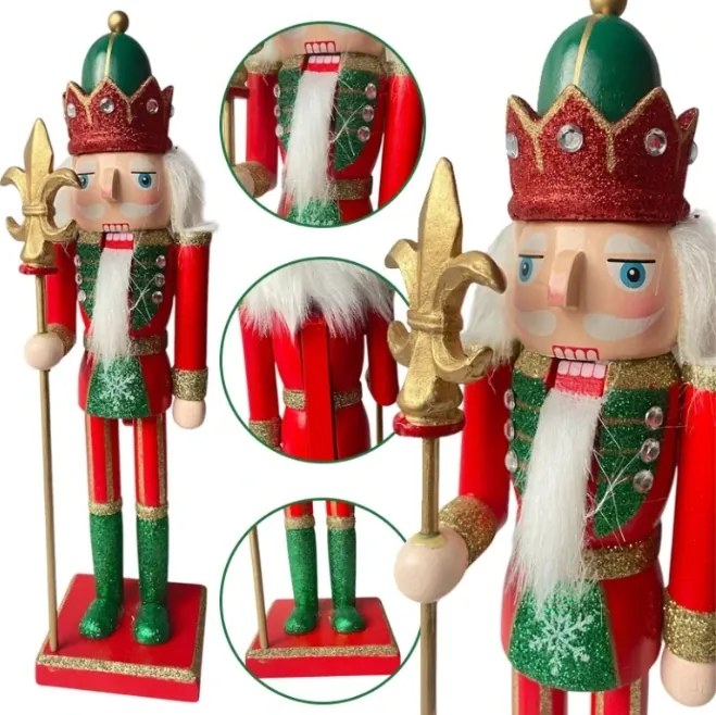 Karácsonyi Diótörő figura 30CM piros-zöld Nutcracker