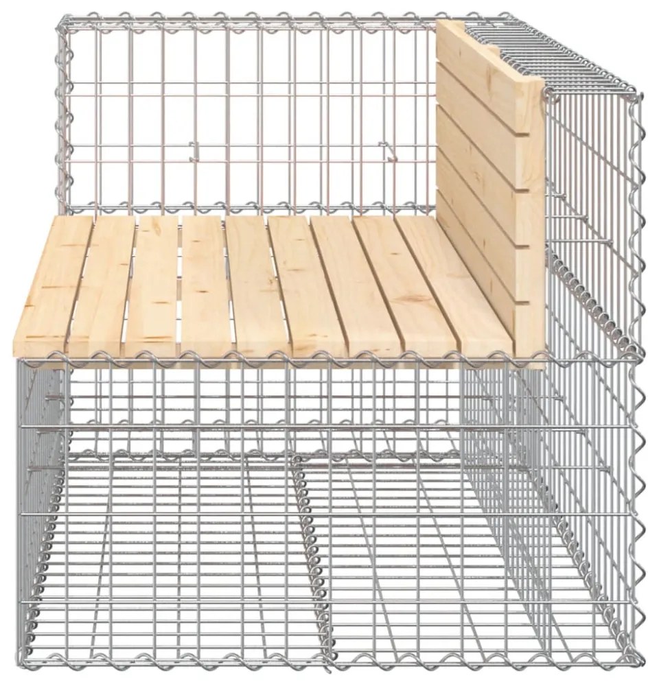 tömör fenyőfa gabion kerti pad 122x71x65,5 cm