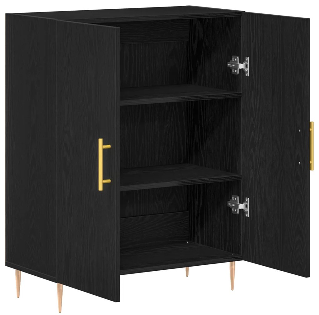 Oldalszekrény Fekete Tölgy 69,5x34x90 cm Műanyag Fa