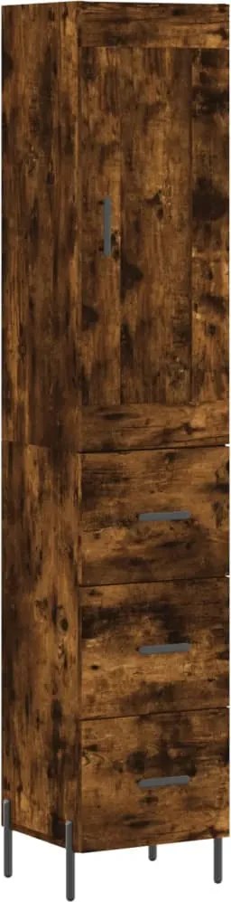 vidaXL füstös tölgy színű szerelt fa magasszekrény 34,5x34x180 cm