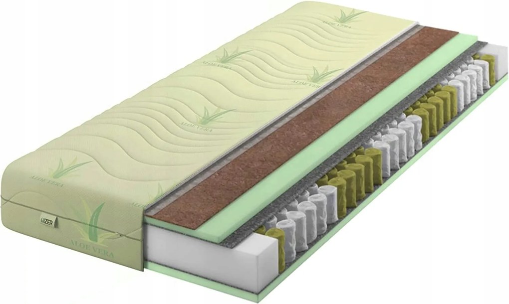 Matrac 70x200 cm-es, zsákrugós, Aloe Verás Kókusz Matrac H3/H4 kemény, 20 cm vastag