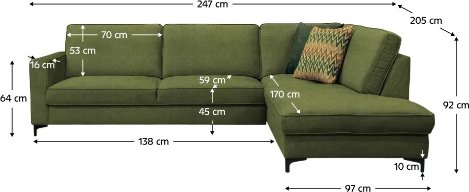 Széthúzható ülőgarnitúra, olíva zöld, jobbos, ERMON ROH