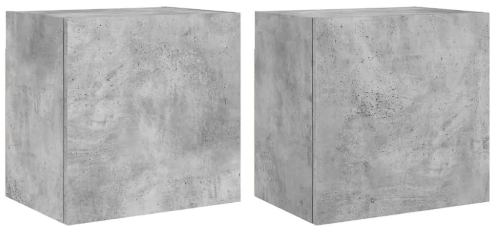 2 db betonszürke szerelt fa fali TV-szekrény 40,5 x 30 x 40 cm
