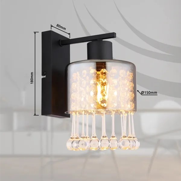 Globo 15884W - Fali lámpa HENDRY 1xE27/60W/230V fekete