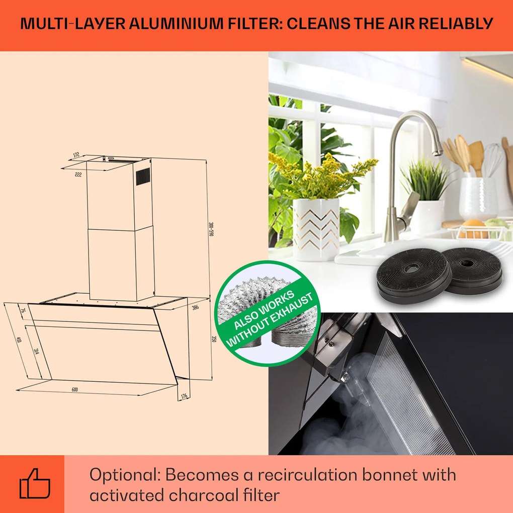 Ava 60 Smart, páraelszívó, 60cm, falra szerelhető, WiFi, A++, 515m³/ó, érintőképernyő
