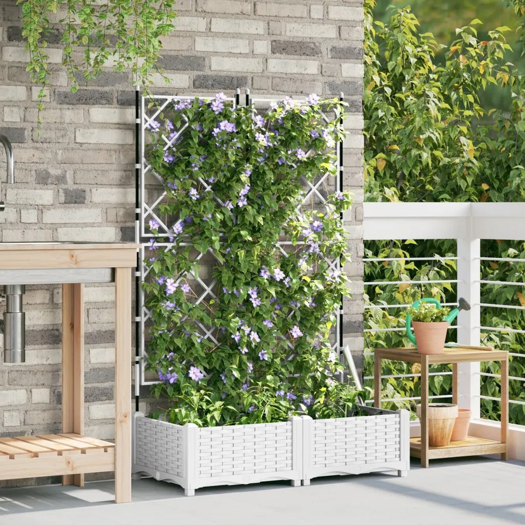 Trellises Kert Cserép 2 db Fehér 80x40x125,5 cm