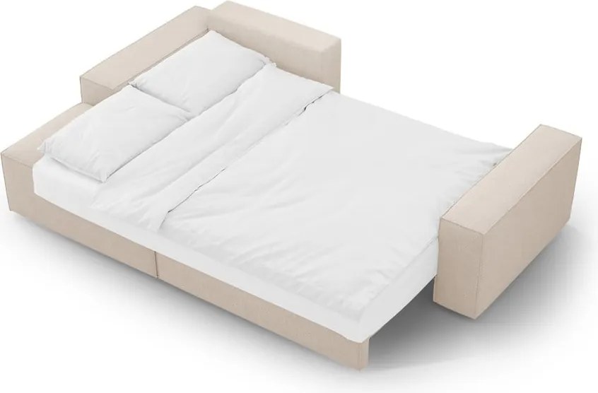 Bézs buklé kinyitható sarokkanapé (bal oldali) Jodie – Micadoni Home