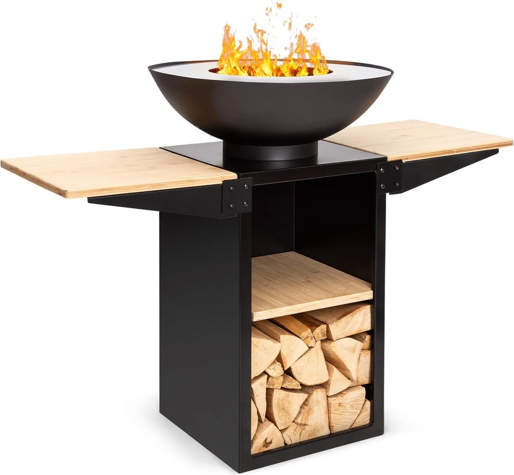 Blumfeldt Savage 2.0 Tall, tűzrakóhely grillel, bambusz oldalsó asztalok, védőburkolat