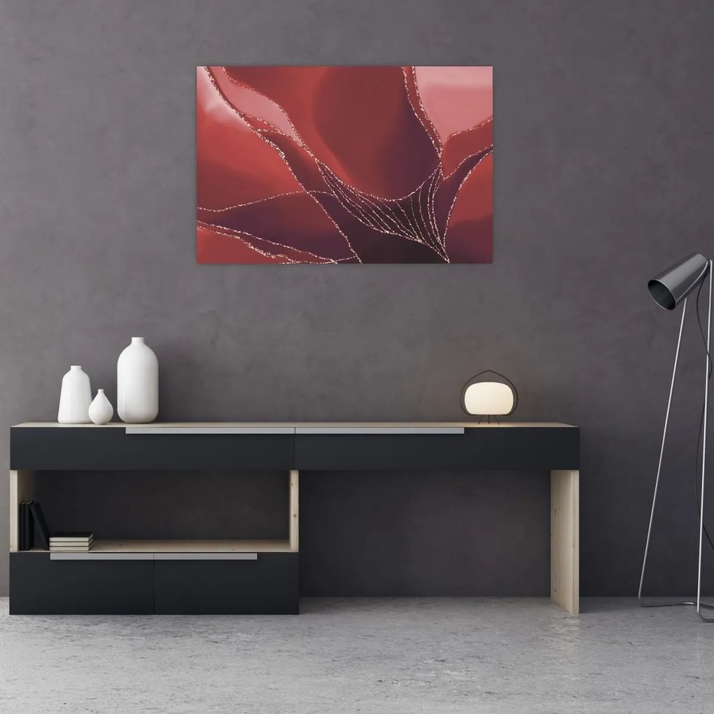 Kép - Piros absztrakt virág N⁰2 (90x60 cm)