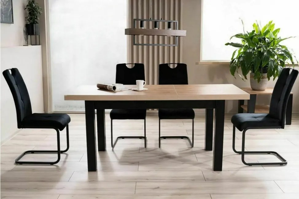 Presto bővíthető étkezőasztal tölgy/fekete 140-218cm