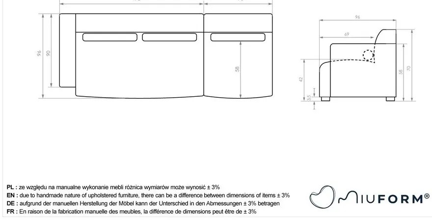 Bézs moduláris heverő (bal oldali) Flex Felix – Miuform