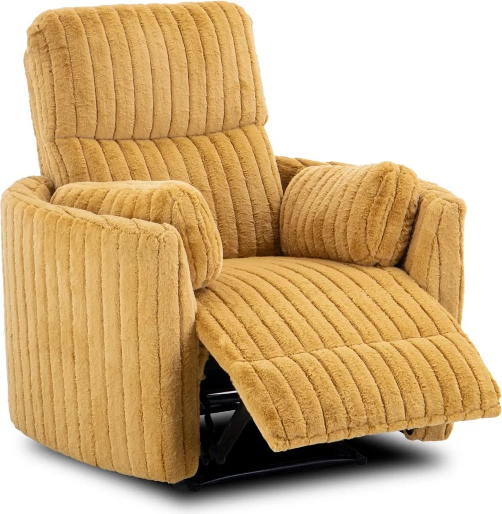 Dönthető fotel mustársárga plüss szövet, RAUL