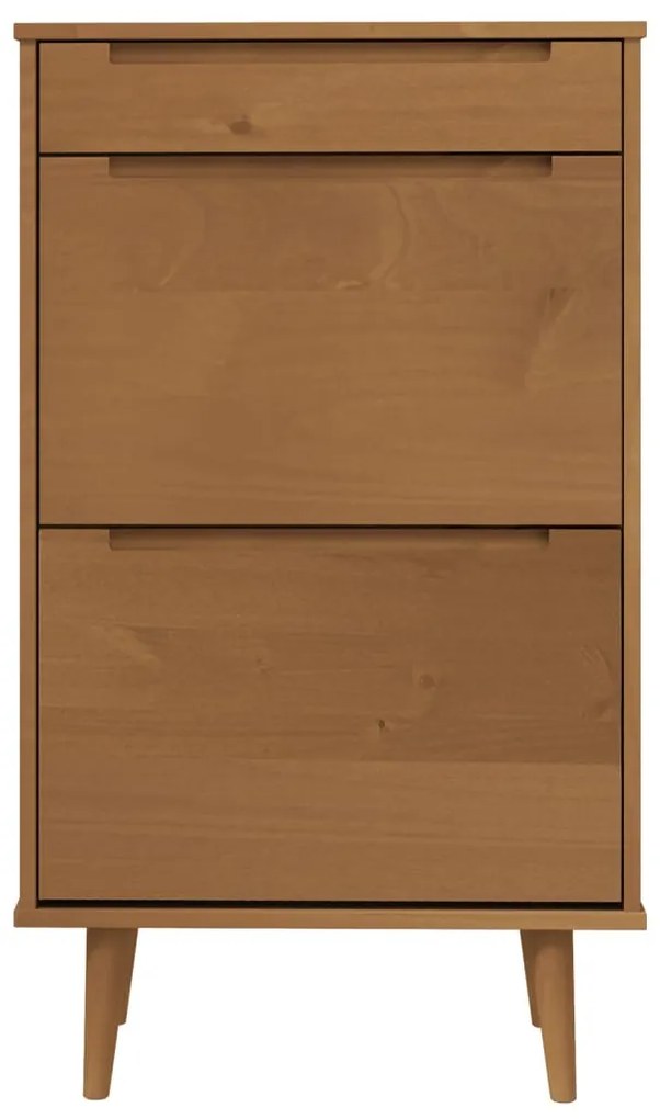 MOLDE barna tömör fenyőfa cipőszekrény 59,5 x 35 x 103 cm