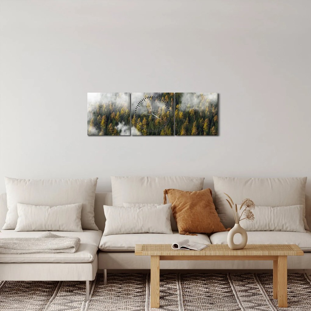 Egy erdő képe a felhők között (órával) (90x30 cm)