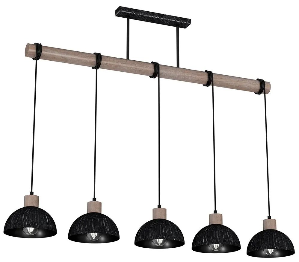 Csillár zsinóron ERIK 5xE27/60W/230V barna/fekete