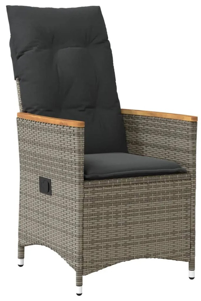 3 részes szürke polyrattan bisztrógarnitúra párnákkal
