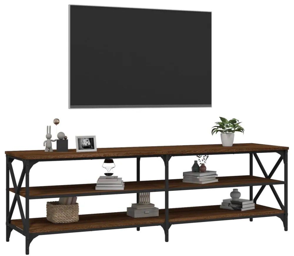 barna tölgy színű szerelt fa TV-szekrény 160 x 40 x 50 cm