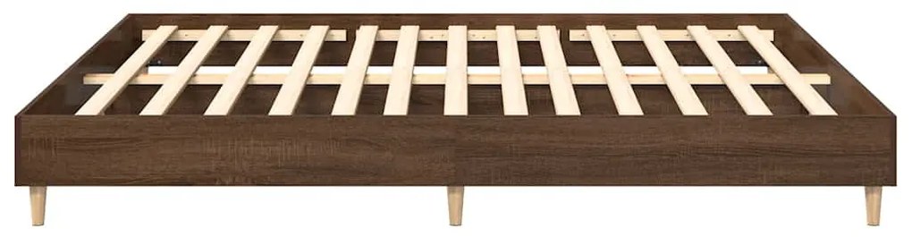 barna tölgyszínű szerelt fa ágykeret matrac nélkül 200 x 200 cm