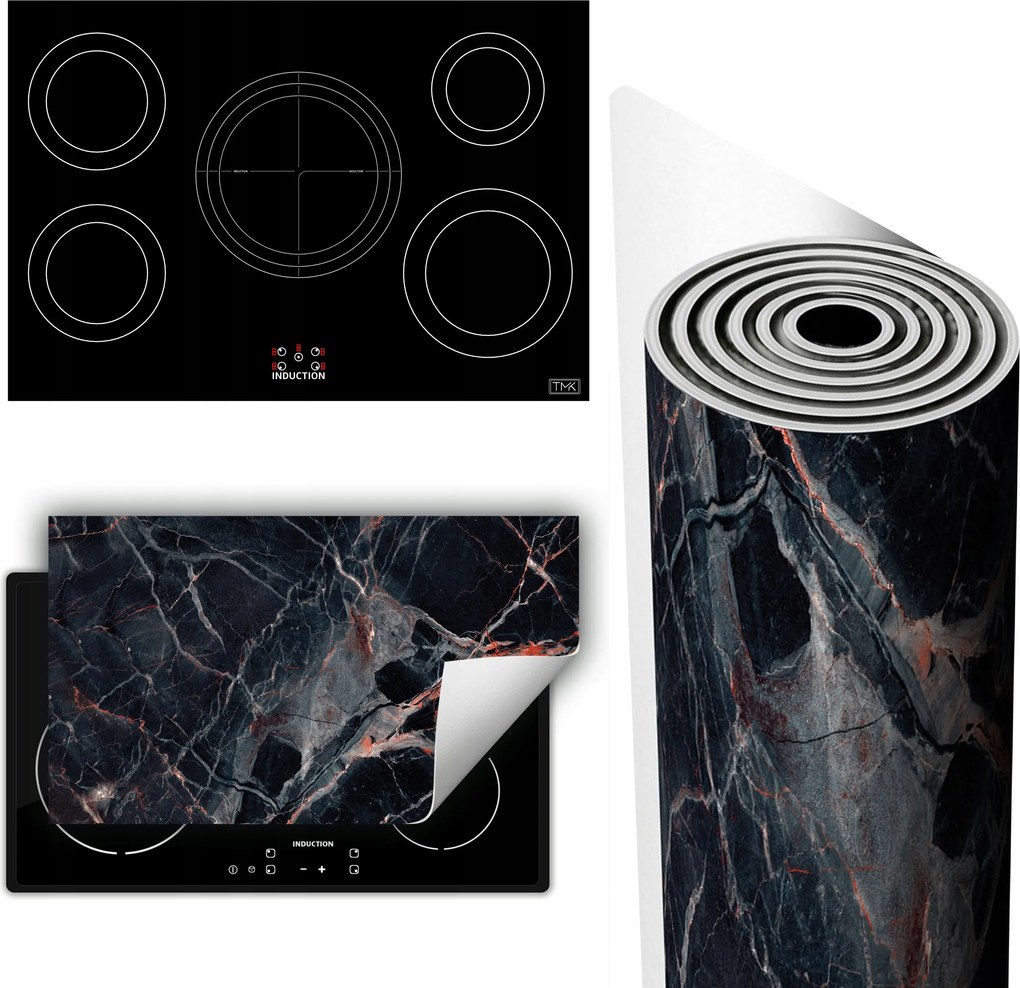 Vinil Szőnyeg Tűzhelyvédő Asztallap 90x52 piros márvány